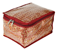 Kuber Industries Laminated Leaf Design Jewellery Organizer With 10 TranasparentPouches Pack of 2 (Maroon)-HS_38_KUBMART21003