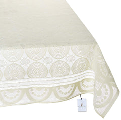 Kuber Industries Dining Table cover 6 Seater|Table Cloth|Table Cover For Home, Restaurant|Cotton Dining Table Cover For 6 Seater (Cream)