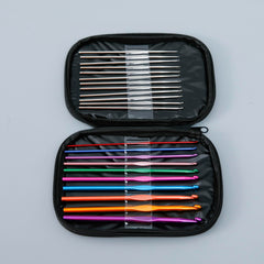 Kuber Industries Crochet Hook Needle Set with Case|Ergonomic Sewing Knitting Needle Kit (Black)