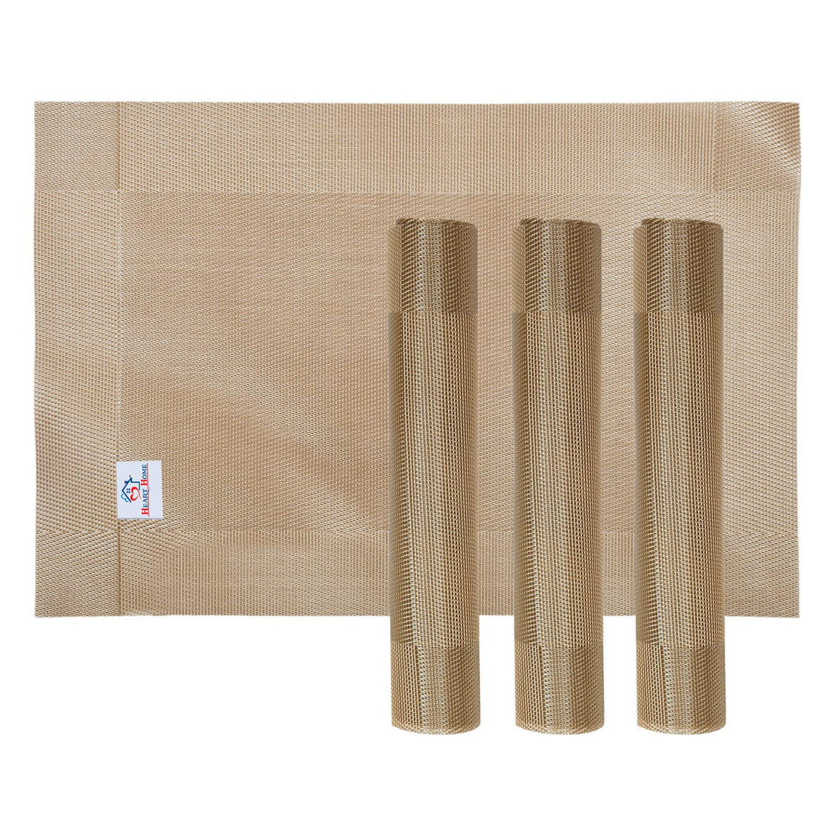Heart Home Reversible Non-Slip Wipe Clean Heat Resistant PVC Placemats for Dining Table, Set of 6 (Copper)-50HH01315