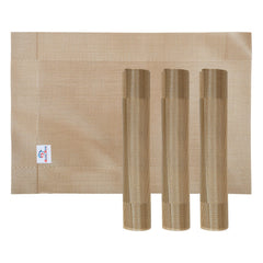 Heart Home Reversible Non-Slip Wipe Clean Heat Resistant PVC Placemats for Dining Table, Set of 6 (Copper)-50HH01315