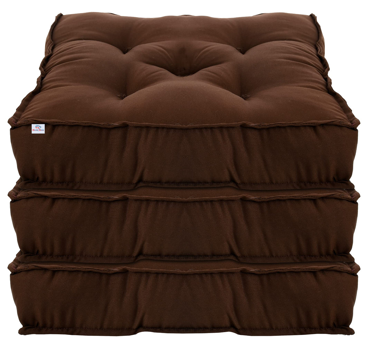 Heart Home Microfiber Square Chair Pad/Cushion for Office, Home or Car Sitting-Pack of 3, 18 * 18 Inch (Brown), Standard (HS_37_HEARTH020893)