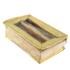 Kuber Industries Carry Design Brocade Hardboard Two Rod Bangle Box (Gold) (CTKTC038741)