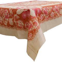 Heart Home Flower Design PVC 4 Seater Center Table Cover 60"x40"(Pink) -(CTHH06960)