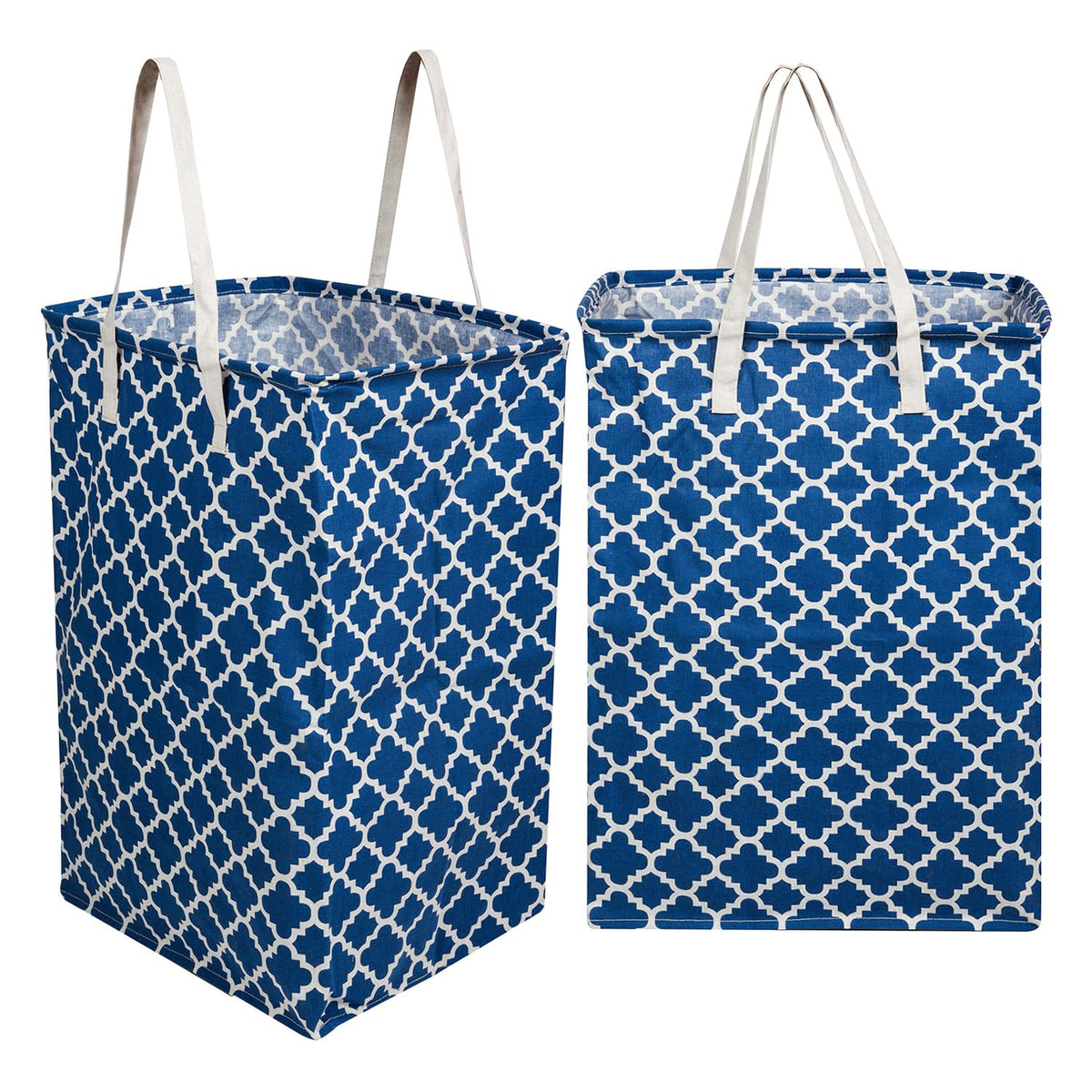 Heart Home Laundry Basket | Star Laundry Basket | Canvas Storage Bag with Handles | Clothes Storage Basket for Home | Toy Storage Basket | 75 LTR | Large | Pack of 2 | Royal Blue