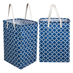 Heart Home Laundry Basket | Star Laundry Basket | Canvas Storage Bag with Handles | Clothes Storage Basket for Home | Toy Storage Basket | 75 LTR | Large | Pack of 2 | Royal Blue