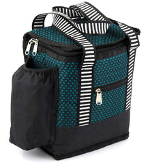 Kuber Industries Floral Design Canvas Waterproof Lunch Bag, Suitable for 3 Compartment (Black) -CTKTC038971