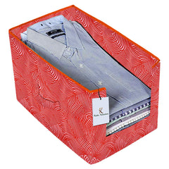 Kuber Industries Laheriya Printed 3 Piece Non Woven Shirt Stacker Wardrobe Organizer Set, (Orange) - CTKTC035115