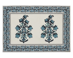 Kuber Industries Rich Fabric Table Runner & Placemats For Living, Dinning, Office, Kitchen & Wedding Set of 7 (Blue) 54KM4147
