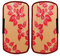 Fun Homes Leaf Design 3 Pieces PVC Fridge Mats,2 Piece Handle Cover and 1 Piece Fridge Top Cover (Gold & Red), Standard (Fun0170)
