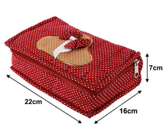 Kuber Industries Cotton Dot Printed Portable Jewellery Organizer with 6 Pockets -HS_38_KUBMART21229 (Maroon)