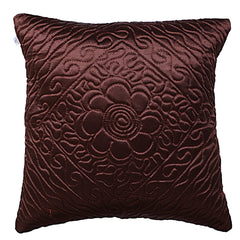 Heart Home Cushion Cover|Sofa Cushion Covers|Embossed Flower Print Sitting Cushion Cover|Velvet Cushion Filler|16x16 Inch|Set of 5 (Brown)