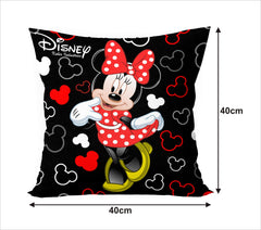 Kuber Industries Disney Printed Microfiber Filled Floor Cushion, Decorative Throw Pillow, Home Decor Pillow, Sofa/Bed Cushion,16"x16" (Black)-Pack of 4-KUBMART15858