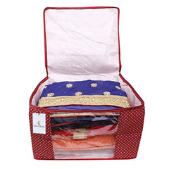 Kuber Industries Cotton 6 Pieces Three Layer Quilted Extra Large Saree Cover (Maroon, Blue & Pink)-CTKTC13498