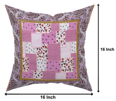 Kuber Industries Check Design Cotton Decorative Square Throw Pillow Cover Cushion Covers Pillowcase for Sofa Couch Bed Chair 16x16 Inch-Pack of 4 (Pink)