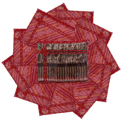 Kuber Industries Bandhani Print PVC Foldable Single Saree Cover|Clothes Storage For Saree, Lehenga, Suit With Transparent Pack of 9 (Red)