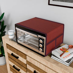 Heart Home Oven Top Cover | Microwave Oven Top Cover | Microwave Cover with 4 Utility Pockets | Oven Cover for Kitchen Décor | Barik Check Oven Top Cover | Maroon