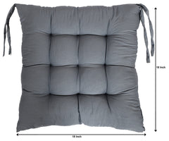 Heart Home Microfiber Square Chair Pad Seat Cushion for Car Pad, Office Chair, Indoor/Outdoor, Dining Living Room, Kitchen with Ties-Pack of 2, 18 * 18 Inch (Grey)