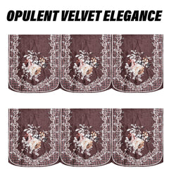 Heart Home Sofa Cover Set | Sofa Slip Cover Set | Brown Check Border Sofa Cover | Velvet 5 Seater Couch Cover | Sofa Slipcover Set | Sofa Cover for Living Room | Cream