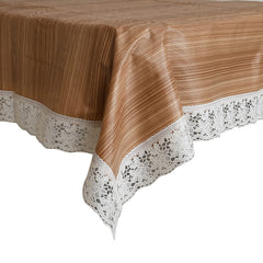 Kuber Industries Table Cloth|Center Table Cover|Round Table Cover|Table Cover 4 Seater|Wooden Design (Light Brown)