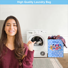 Homestic Disney Foldable Laundry Basket With Lid & Handle|Square Storage Box For clothes|Kids Toys Storage Organizer|Sturdy Cardboard Base|Disney Kids Team Mickey Print (Royal Blue)