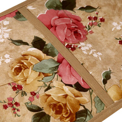 Kuber Industries Paper Holder | Foldable Hanging Organizer | PVC Flower Design Document Holder | Wall Hanging Organizer with 3 Pocket | Beige