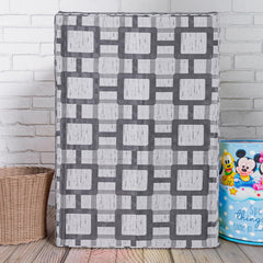 Heart Home Washing Machine Cover | Big Check Washing Machine Cover | Soft PVC | Top Load Fully-Automatic Washing Machine Cover | Gray