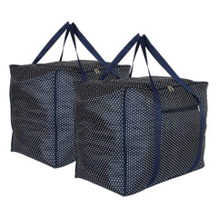 Kuber Industries Travel Duffle Bag For Women Men|Dot Print Large Size Underbed Storage Bag|Polyester Waterproof Wardrobe Organizer|Pack of 2 (Blue)