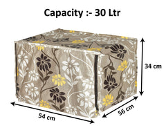 Heart Home Polyster Flower Printed Microwave Oven Cover,30 LTR. (Brown)-Hs43Hearth25919(Polyester_Brown)