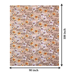 Kuber Industries Double Bedsheet|Glace Cotton Flower Print Bedsheet with 2 Pillow Covers for Living Room|Bedroom|90x108 Inch (Light Brown)