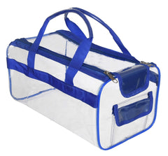 Kuber Industries Large Size 2 Crystal Clear Plastic Cosmetic Bags Travel PVC Vinyl Toiletry Bag, Zipper Large Transparent Waterproof Make-Up Case Organizer Bag (Blue)
