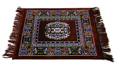 Heart Home 4 Pieces Velvet Prayer Mat/Aasan/Pooja Mat/Meditation Mat/Multipurpose Velvet Rug Mat 2 Ft X 2 Ft (Brown) (CTHH05710)