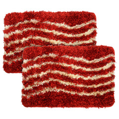 Heart Home Designer Soft, Lightweight Velvet Door Mats for Entry, Patio, Porch, Bedroom, Living Room- Pack of 2 (Red)-50HH01084