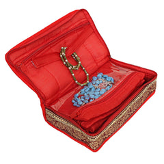 Kuber Industries Brocade Silk Jewellery Kit, Red