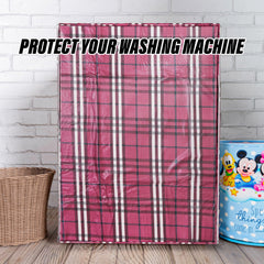 Heart Home Washing Machine Cover | Big Check Design Washing Machine Cover | Soft PVC | Front Load Washing Machine Cover | Maroon