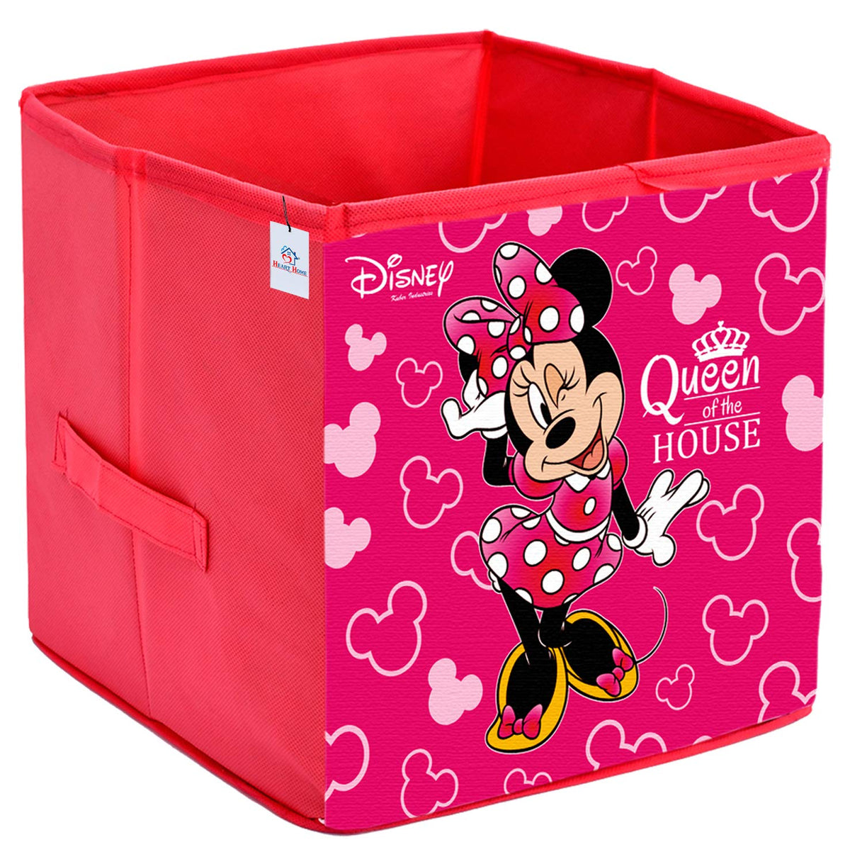 Heart Home Disney Minnie Print Non Woven Fabric Foldable Cubes Storage Box with Handle, Extra Large (Pink)-HHEART16159