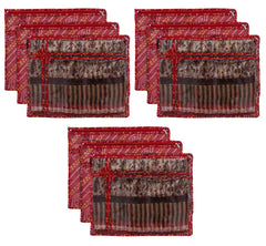 Kuber Industries Bandhani Print PVC Foldable Single Saree Cover|Clothes Storage For Saree, Lehenga, Suit With Transparent Pack of 9 (Red)