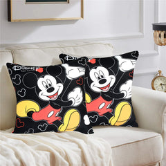 Kuber Industries Disney Printed Microfiber Filled Floor Cushion, Decorative Throw Pillow, Home Decor Pillow, Sofa/Bed Cushion,16"x16"(Black & Pink)-Pack of 2-KUBMART15886, Standard