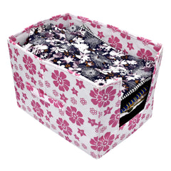 Kuber Industries Flower Print Non Woven Shirt Stacker/Shirt Organizer Wardrobe Organizer (Pink)