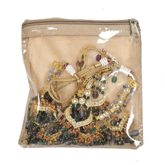 Kuber Industries Laminated Jewellery Organiser With 10 Transparent Pouch (Gold)