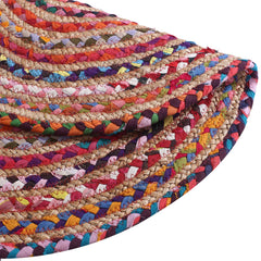 Kuber Industries Handmade Braided Area Rug|Organic Natural Jute Door Mat|Carpet for Bedroom,Living Room,Dining Room,65x65 cm,(Multicolor, Round)