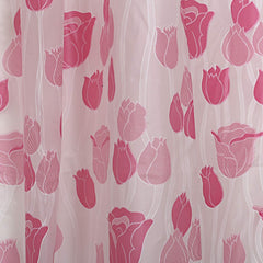 Kuber Industries Microfibre Floral Shower Curtain with 8 Hooks (Standard, 138 x 214 x 1 Cm, Pink)