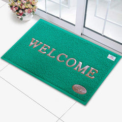 Heart Home Rubber Anti Slip Welcome Door Mat for Home Entrance, Office, Shop (Blue & Purple & Green)-Pack of 3-HHEART15406