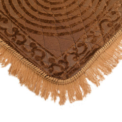 Heart Home Velvet Circle Print Pooja Aasan/Prayer Aasan/Meditation Mat for Home Pack of 3 (Brown) 54HH4134.