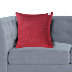 Heart Home Jute Blend Decorative Square Throw Pillow Cover Cushion Covers Pillowcase, Home Decor Decorations for Sofa Couch Bed Chair 24x24 Inch- (Maroon)