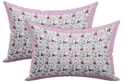 Kuber Industries Floral Design Premium Cotton Pillow Covers, 18 x 28 inch, Set of 2 (Pink)