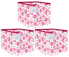 Kuber Industries Flower Printed 3 Piece Non Woven Shirt Stacker Wardrobe Organizer Set, (Pink) - CTKTC034991