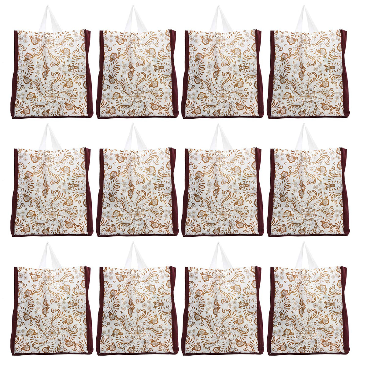 Kuber Industries 12 Pieces Non Woven Eco-Friendly Reusable Multipurpose Shopping Carry Bags (Maroon) - CTKTC30832