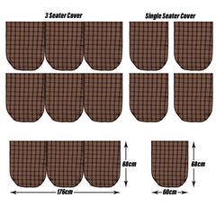 Heart Home Sofa Cover | Jute 5 Seater Sofa Covers | Couch Cover for Home Décor | Sofa Cover for Hall | Check Design Sofa Cover | Sofa Cover set for Living room | Light Brown