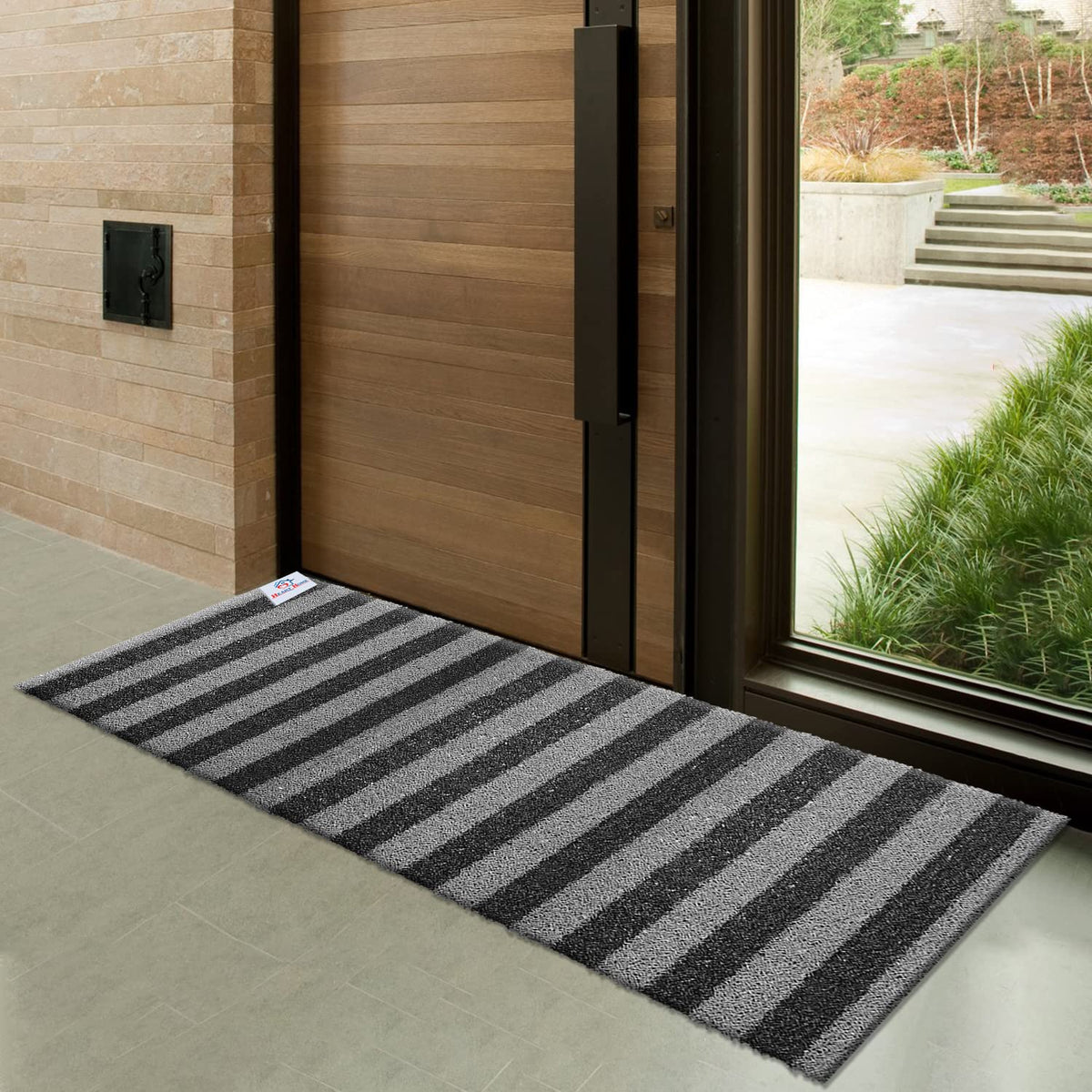 Heart Home Rubber Strips Design Door Mat for Porch/Kitchen/Bathroom/Laundry Room, 24"x48" (Grey) 54HH4001.